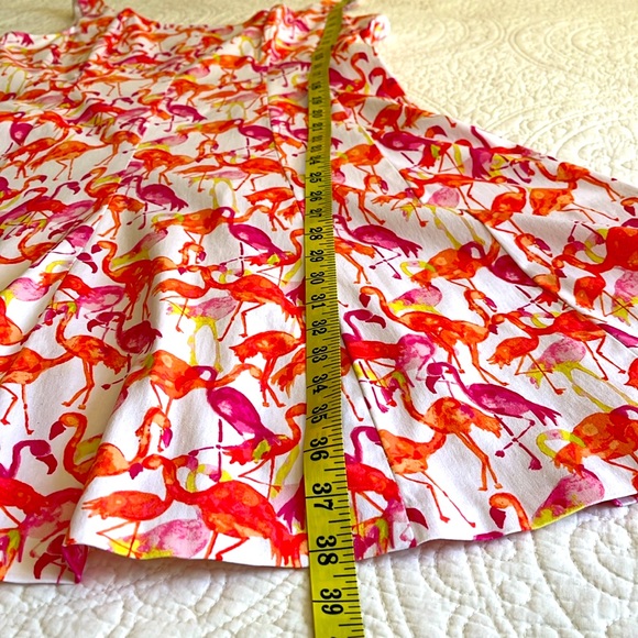 Pappagallo Cotton Flamingo Print Dress Sleeveless Womens 12  Pink Party Sundress - Picture 12 of 17